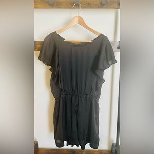 H&M Black Ruffle Romper Double Lined Size 12